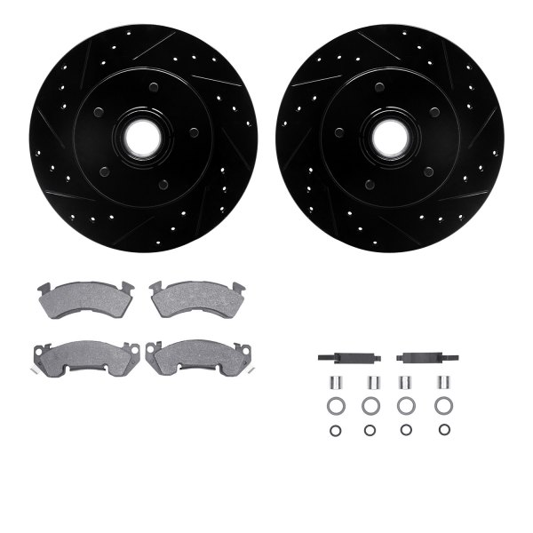  R1 Concepts® - Drilled and Slotted Front Brake Kit with Optimum OE Pads