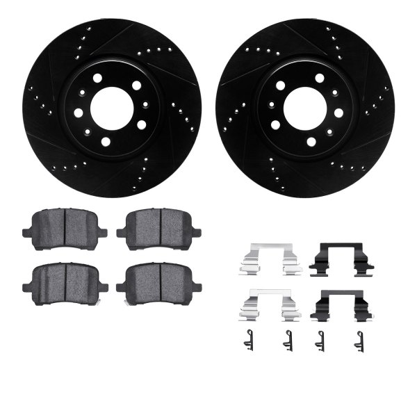  R1 Concepts® - Drilled and Slotted Front Brake Kit with Optimum OE Pads