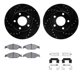 R1 Concepts® - Drilled and Slotted Front Brake Kit with Optimum OE Pads