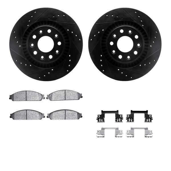  R1 Concepts® - Drilled and Slotted Front Brake Kit with Optimum OE Pads