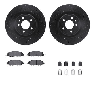 R1 Concepts® - Drilled and Slotted Front Brake Kit with Optimum OE Pads