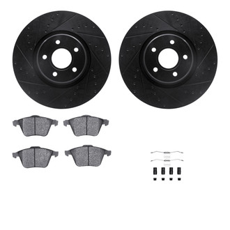 R1 Concepts® - Drilled and Slotted Front Brake Kit with Optimum OE Pads