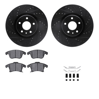 R1 Concepts® - Drilled and Slotted Front Brake Kit with Optimum OE Pads