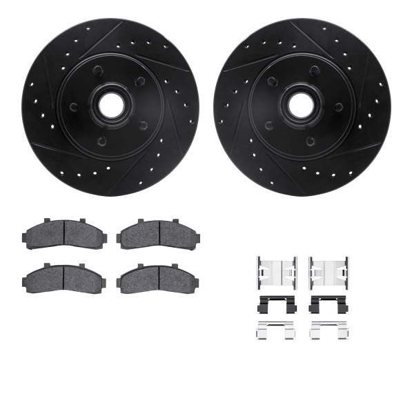  R1 Concepts® - Drilled and Slotted Front Brake Kit with Optimum OE Pads