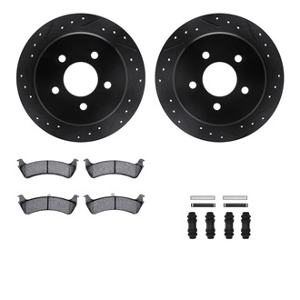 R1 Concepts® WHUH1-54109 - Drilled and Slotted Rear Brake Kit with Optimum OE Pads