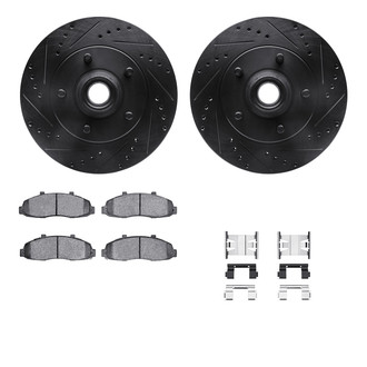 R1 Concepts® - Drilled and Slotted Front Brake Kit with Optimum OE Pads