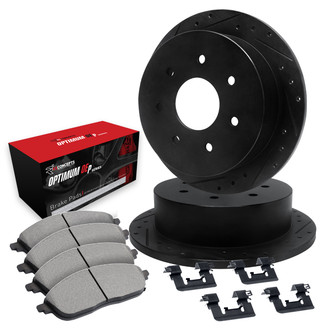 R1 Concepts® - Drilled and Slotted Rear Brake Kit with Optimum OE Pads