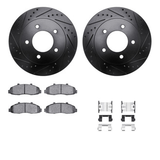 R1 Concepts® - Drilled and Slotted Front Brake Kit with Optimum OE Pads