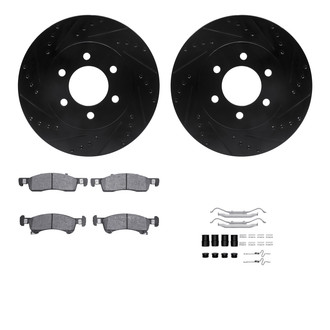 R1 Concepts® - Drilled and Slotted Front Brake Kit with Optimum OE Pads
