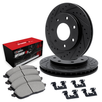 R1 Concepts® - Drilled and Slotted Front Brake Kit with Optimum OE Pads