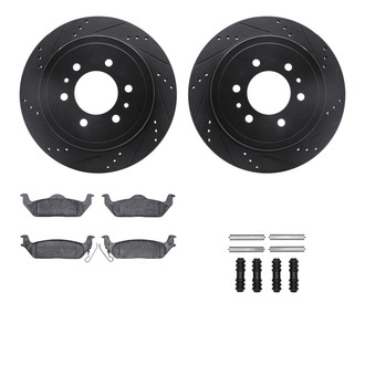 R1 Concepts® - Drilled and Slotted Rear Brake Kit with Optimum OE Pads