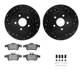 R1 Concepts® - Drilled and Slotted Rear Brake Kit with Optimum OE Pads