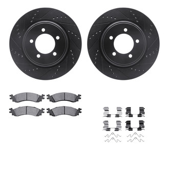 R1 Concepts® - Drilled and Slotted Front Brake Kit with Optimum OE Pads