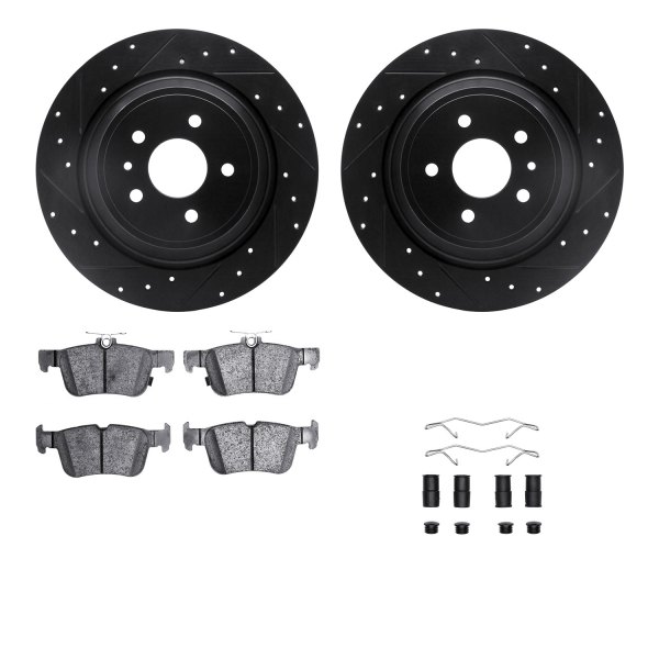  R1 Concepts® - Drilled and Slotted Rear Brake Kit with Optimum OE Pads