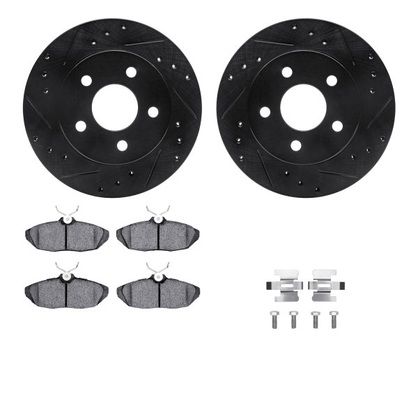  R1 Concepts® - Drilled and Slotted Rear Brake Kit with Optimum OE Pads