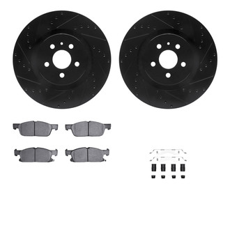 R1 Concepts® - Drilled and Slotted Front Brake Kit with Optimum OE Pads