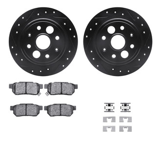 R1 Concepts® - Drilled and Slotted Rear Brake Kit with Optimum OE Pads