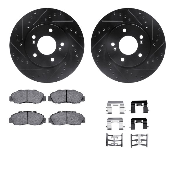  R1 Concepts® - Drilled and Slotted Front Brake Kit with Optimum OE Pads