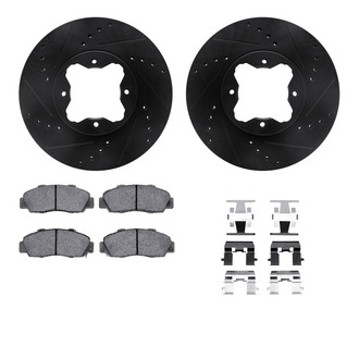 R1 Concepts® - Drilled and Slotted Front Brake Kit with Optimum OE Pads