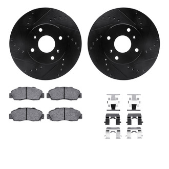 R1 Concepts® - Drilled and Slotted Front Brake Kit with Optimum OE Pads