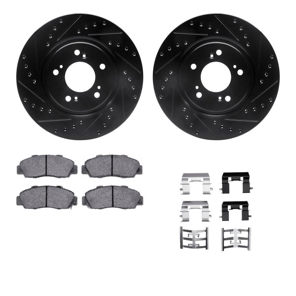  R1 Concepts® - Drilled and Slotted Front Brake Kit with Optimum OE Pads