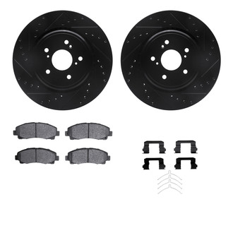 R1 Concepts® - Drilled and Slotted Front Brake Kit with Optimum OE Pads