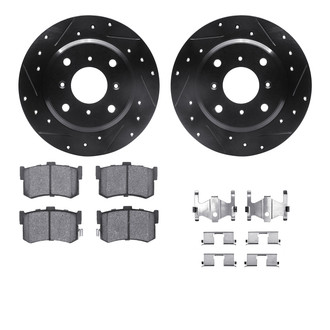 R1 Concepts® - Drilled and Slotted Rear Brake Kit with Optimum OE Pads