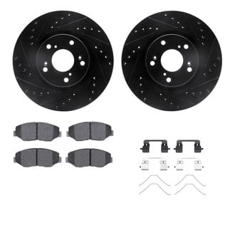 R1 Concepts® - Drilled and Slotted Front Brake Kit with Optimum OE Pads