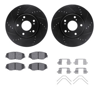 R1 Concepts® - Drilled and Slotted Front Brake Kit with Optimum OE Pads