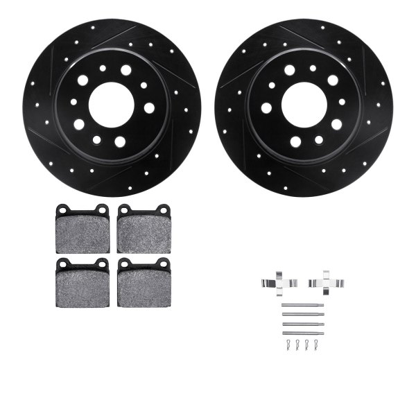  R1 Concepts® - Drilled and Slotted Rear Brake Kit with Optimum OE Pads