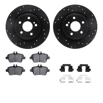 R1 Concepts® - Drilled and Slotted Rear Brake Kit with Optimum OE Pads