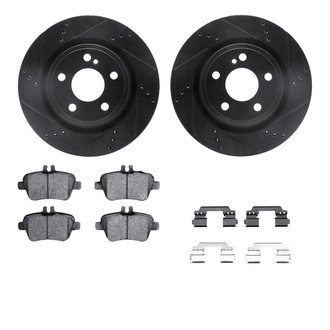 R1 Concepts® - Drilled and Slotted Rear Brake Kit with Optimum OE Pads
