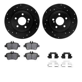 R1 Concepts® - Drilled and Slotted Rear Brake Kit with Optimum OE Pads
