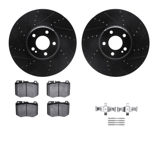  R1 Concepts® - Drilled and Slotted Front Brake Kit with Optimum OE Pads