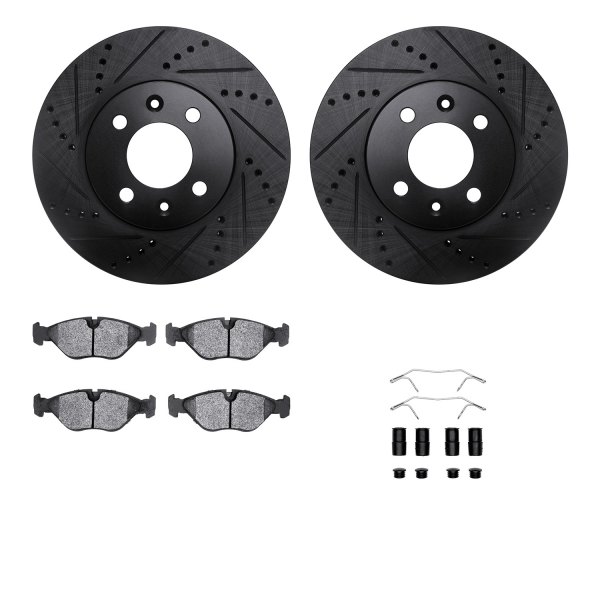  R1 Concepts® - Drilled and Slotted Front Brake Kit with Optimum OE Pads