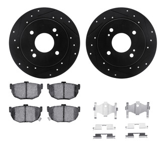 R1 Concepts® - Drilled and Slotted Rear Brake Kit with Optimum OE Pads