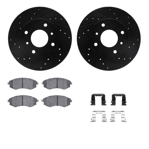  R1 Concepts® - Drilled and Slotted Front Brake Kit with Optimum OE Pads