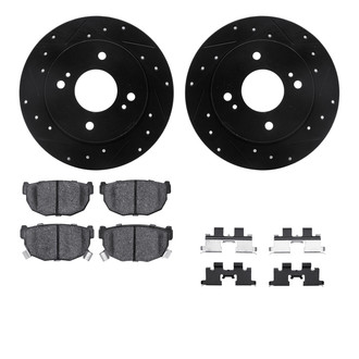 R1 Concepts® - Drilled and Slotted Rear Brake Kit with Optimum OE Pads