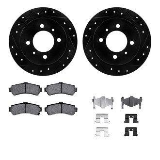 R1 Concepts® - Drilled and Slotted Rear Brake Kit with Optimum OE Pads