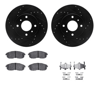 R1 Concepts® - Drilled and Slotted Front Brake Kit with Optimum OE Pads