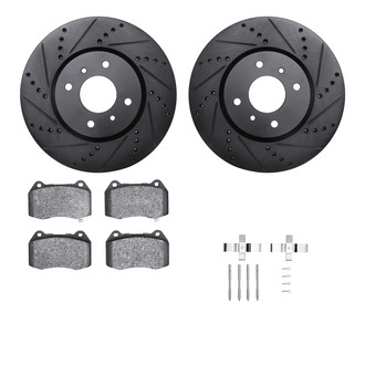 R1 Concepts® - Drilled and Slotted Front Brake Kit with Optimum OE Pads