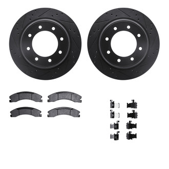 R1 Concepts® - Drilled and Slotted Rear Brake Kit with Optimum OE Pads