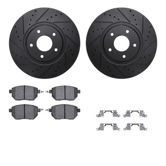 R1 Concepts® - Drilled and Slotted Front Brake Kit with Optimum OE Pads