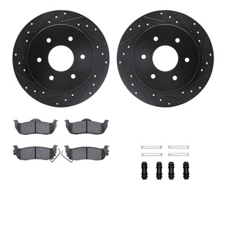 R1 Concepts® WHUH1-67106 - Drilled and Slotted Rear Brake Kit with Optimum OE Pads
