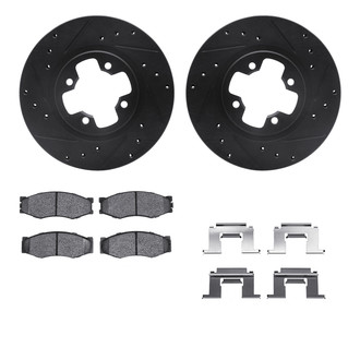 R1 Concepts® - Drilled and Slotted Front Brake Kit with Optimum OE Pads
