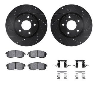 R1 Concepts® - Drilled and Slotted Front Brake Kit with Optimum OE Pads