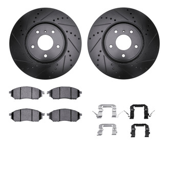 R1 Concepts® - Drilled and Slotted Front Brake Kit with Optimum OE Pads