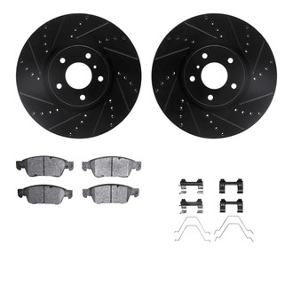 R1 Concepts® - Drilled and Slotted Front Brake Kit with Optimum OE Pads