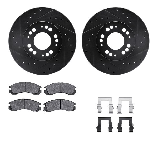  R1 Concepts® - Drilled and Slotted Front Brake Kit with Optimum OE Pads