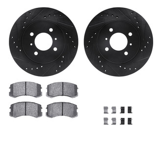 R1 Concepts® - Drilled and Slotted Front Brake Kit with Optimum OE Pads